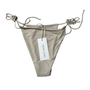 NWT Riot Swim Bixi Bikini Bottom Coconut Beige Tan Side Tie Size Medium